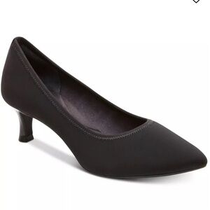Rockport total motion trutech Kaiya black kitten heel pointy toe suede pumps 7 M